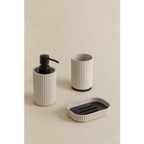Set de baño en ABS y bambú Ozene SKLUM Beige Crema.